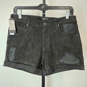 NWT RTA Olivia Suede Lambskin Leather Black Shorts Grunge Emo Designer Goth 28